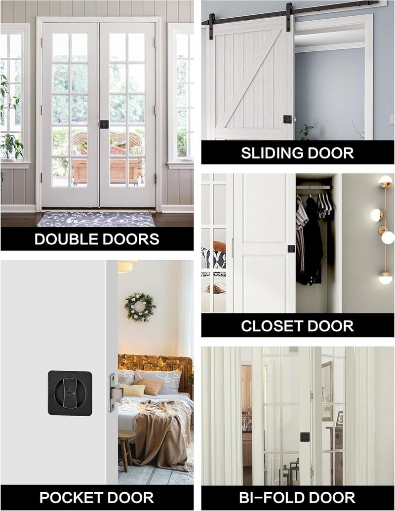 Lethato Pocket Door Hardware Oil Rubbed Bronze, Pocket Door Lock, Pocket Door Latch, Contemporary Pocket Door with Privacy Lock (1 Pack, Square Rounded-Corner) - Image 5